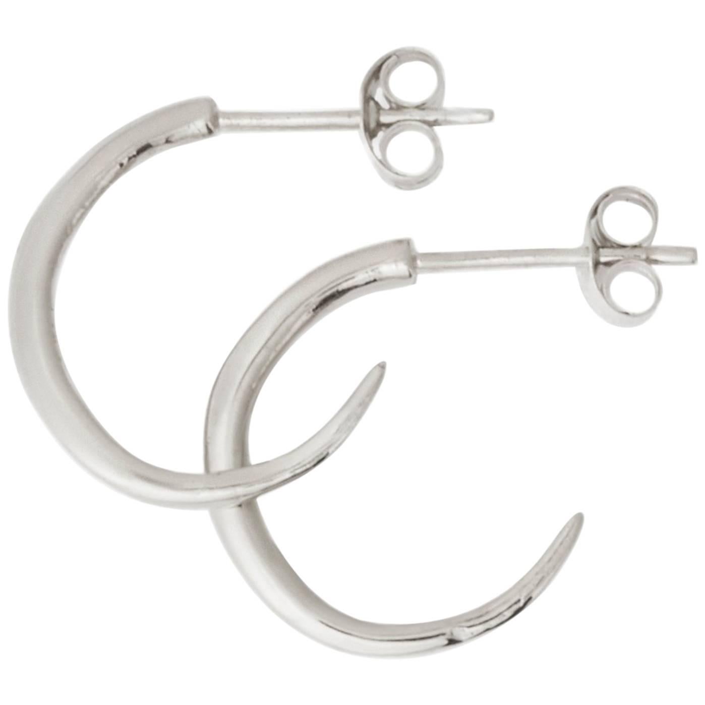 Rustic Silver Hoop Earrings by Allison Bryan For Sale