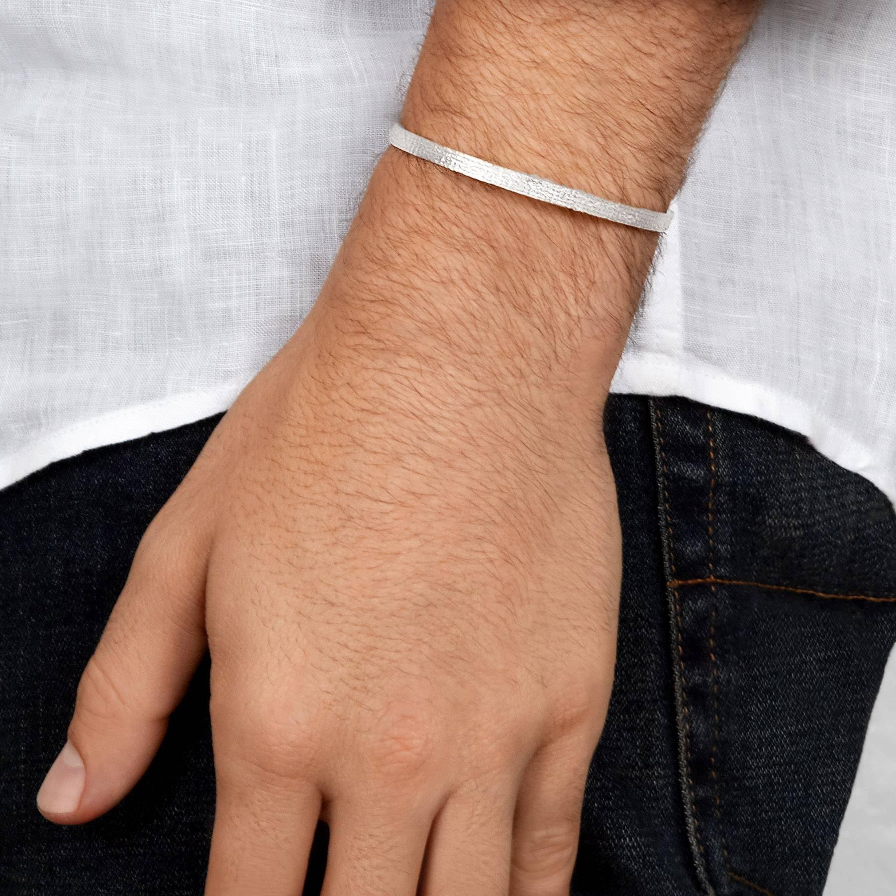 mens white gold bangle