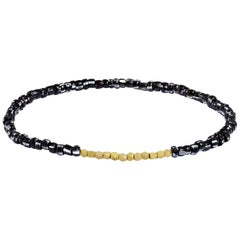 Men's Vintage Black and White Beaded Bracelet with Gold by Allison Bryan