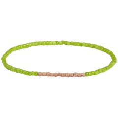 Allison Bryan Bracelet vintage en perles vert citron avec or rose