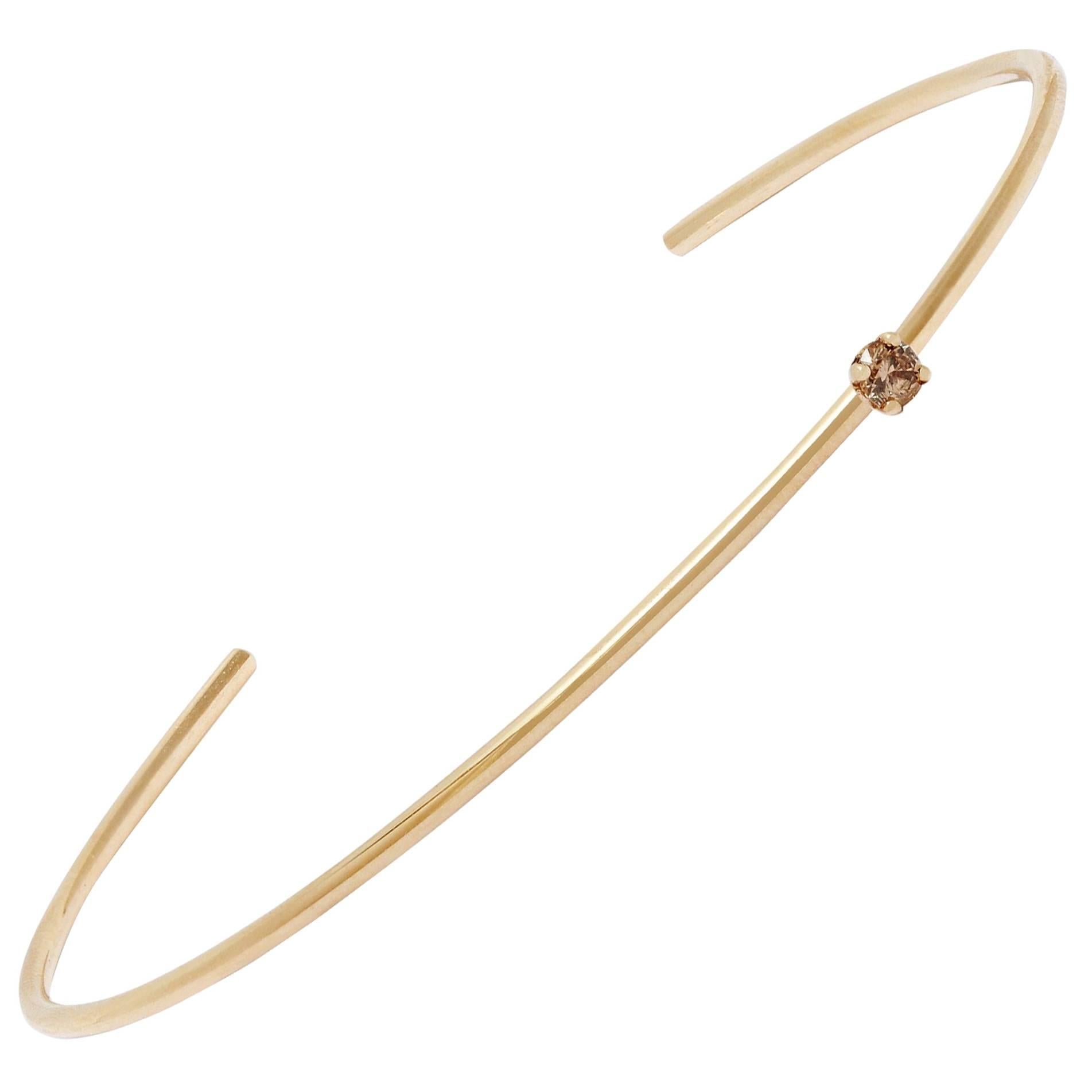 Cognac Diamond Gold Cuff Bracelet by Allison Bryan