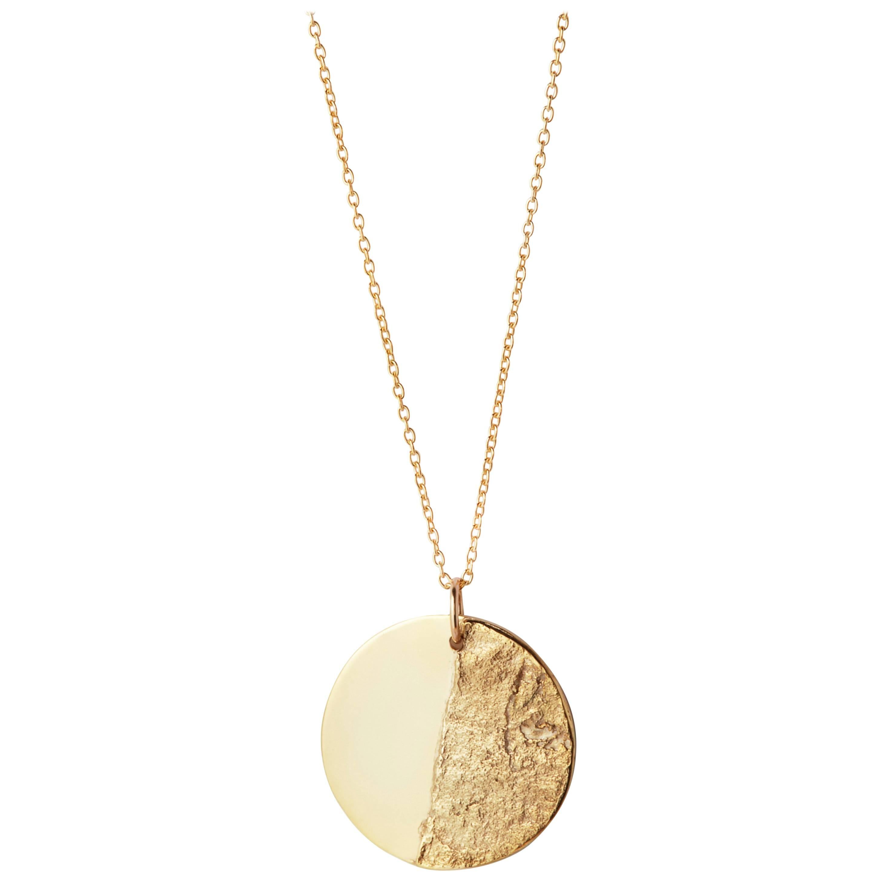 Split Disc Necklace in 18 Karat Yellow Gold by Allison Bryan For Sale