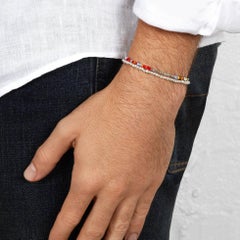 Men's Vintage Multicolored Beaded Bracelet with White Gold by Allison Bryan