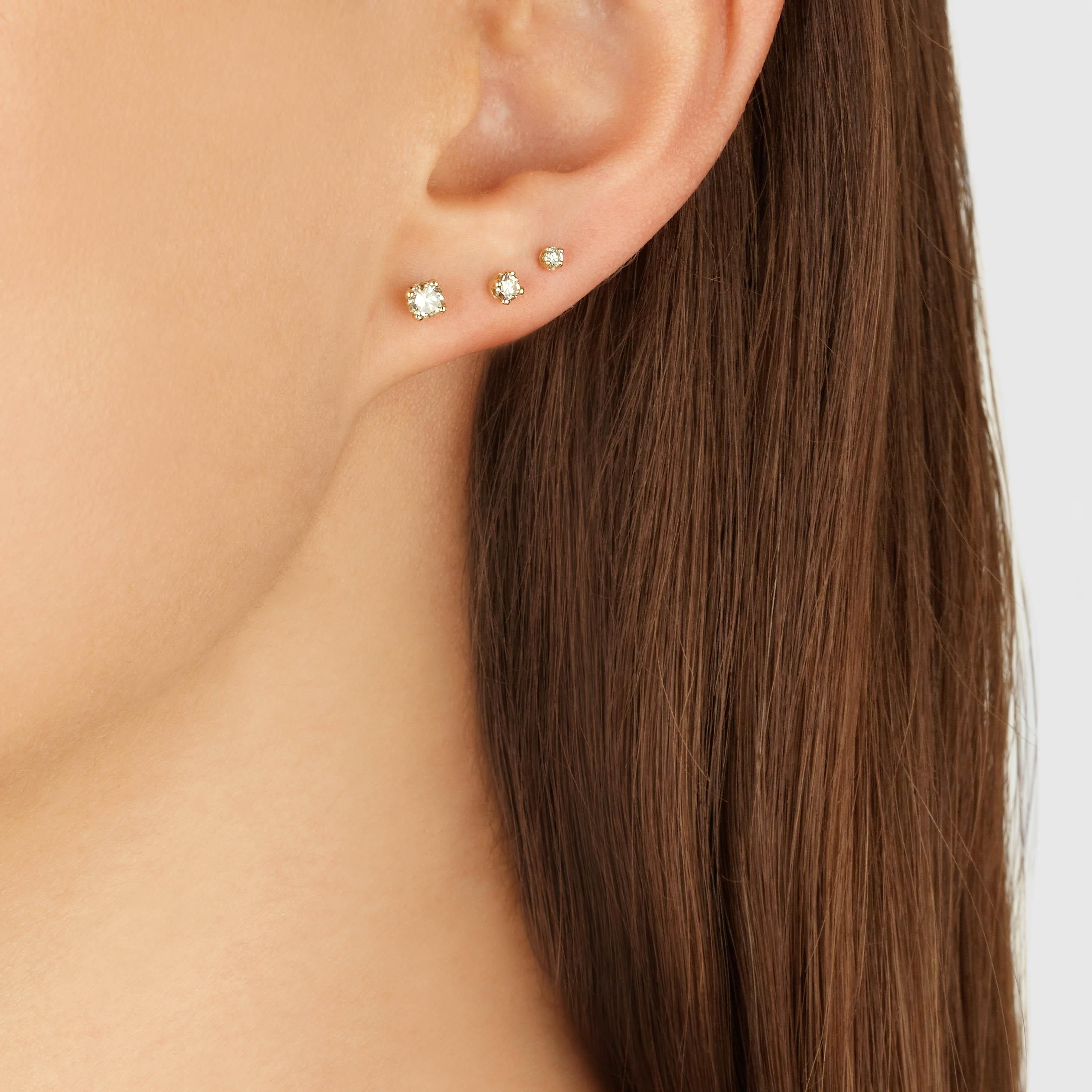 Women's Champagne Diamond Stud Earring ‘Single’ by Allison Bryan