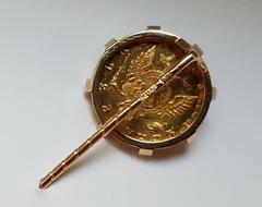 Fabergé Gold Pin, circa 1910 with two-Ruble Gold Coin, 1758