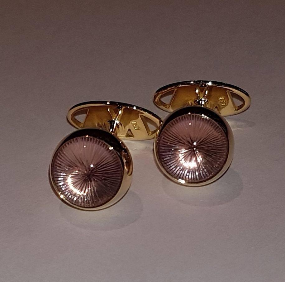 Modern Cufflinks Gold with Amethyst Cabochons