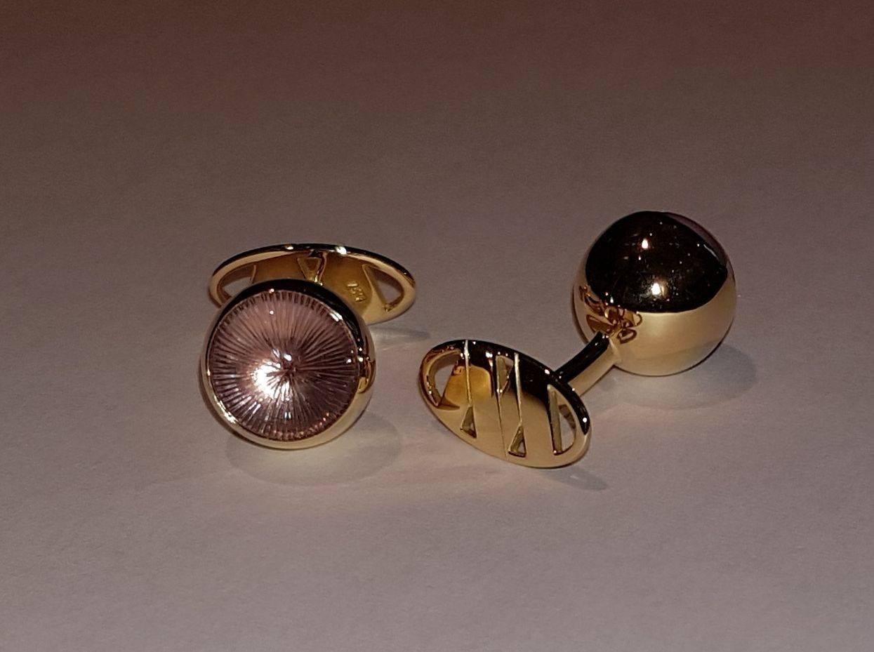 Cufflinks Gold with Amethyst Cabochons In New Condition In Berlin, DE