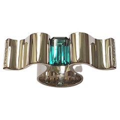 6.13 Carat Indicolite Diamond White Gold Ring “Wave” Wagner Collection