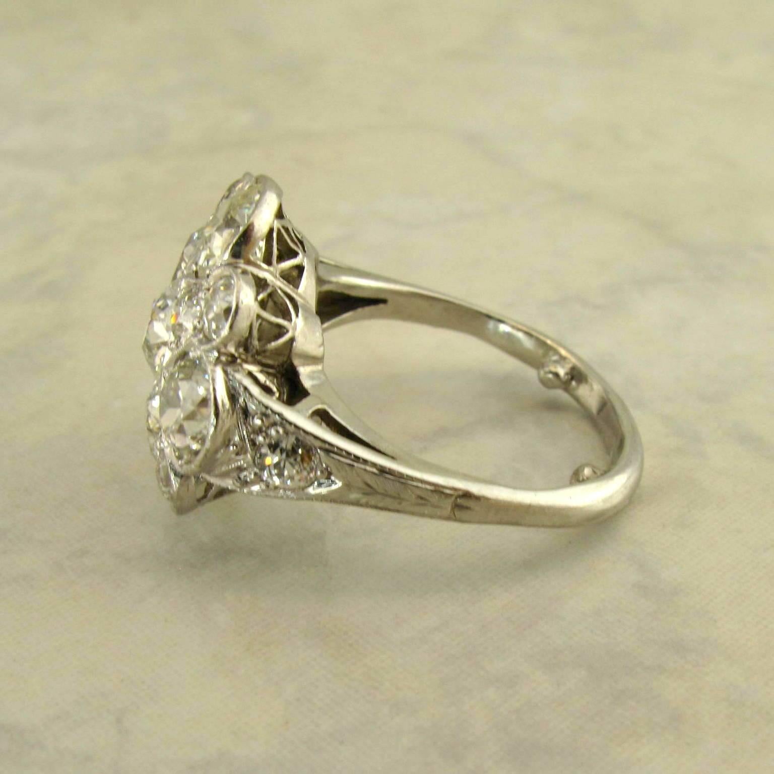 Women's Old Mine Cut Diamond Platinum Cocktail Ring