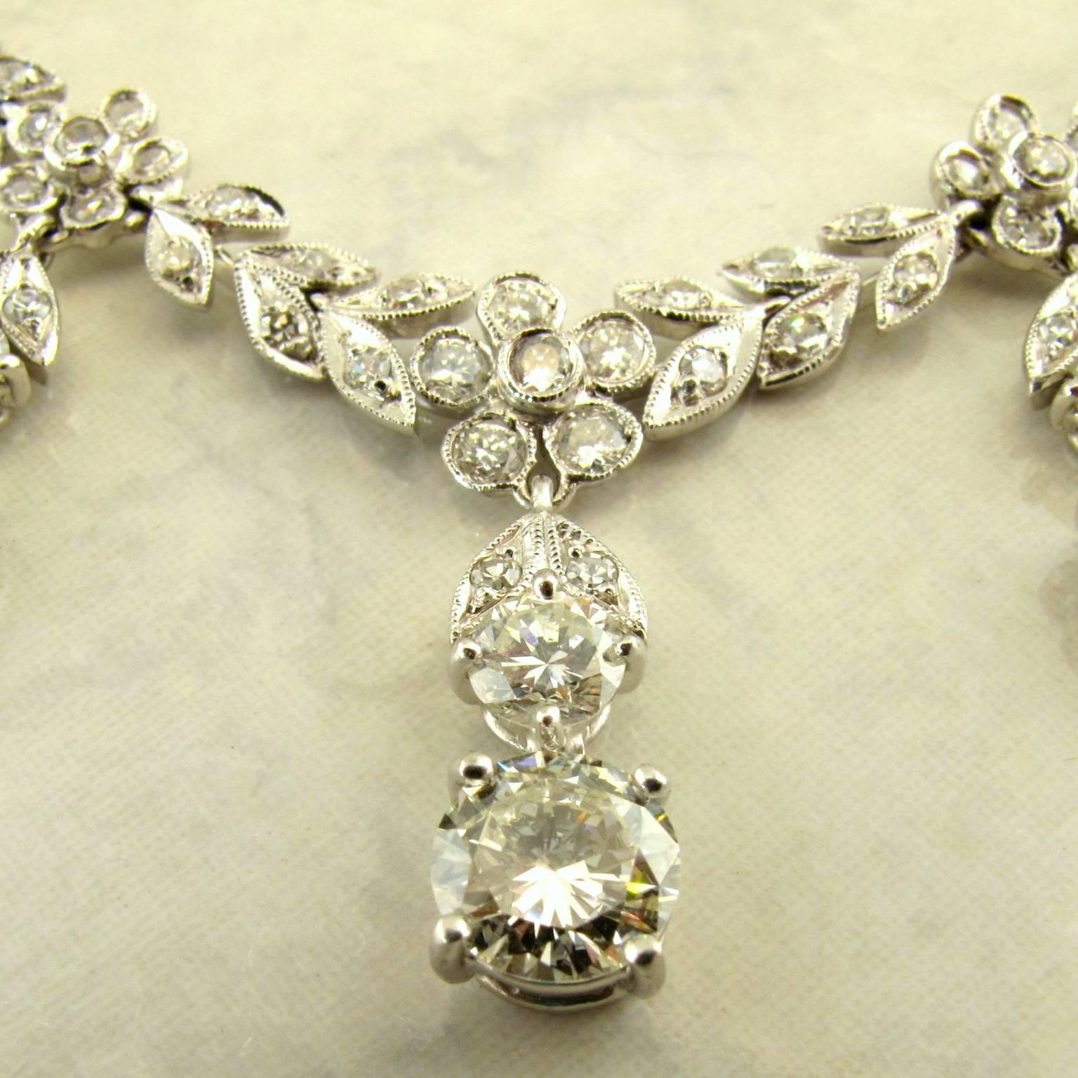 9.75 Carat Diamonds White Gold Necklace In Excellent Condition In Kennebunkport, ME