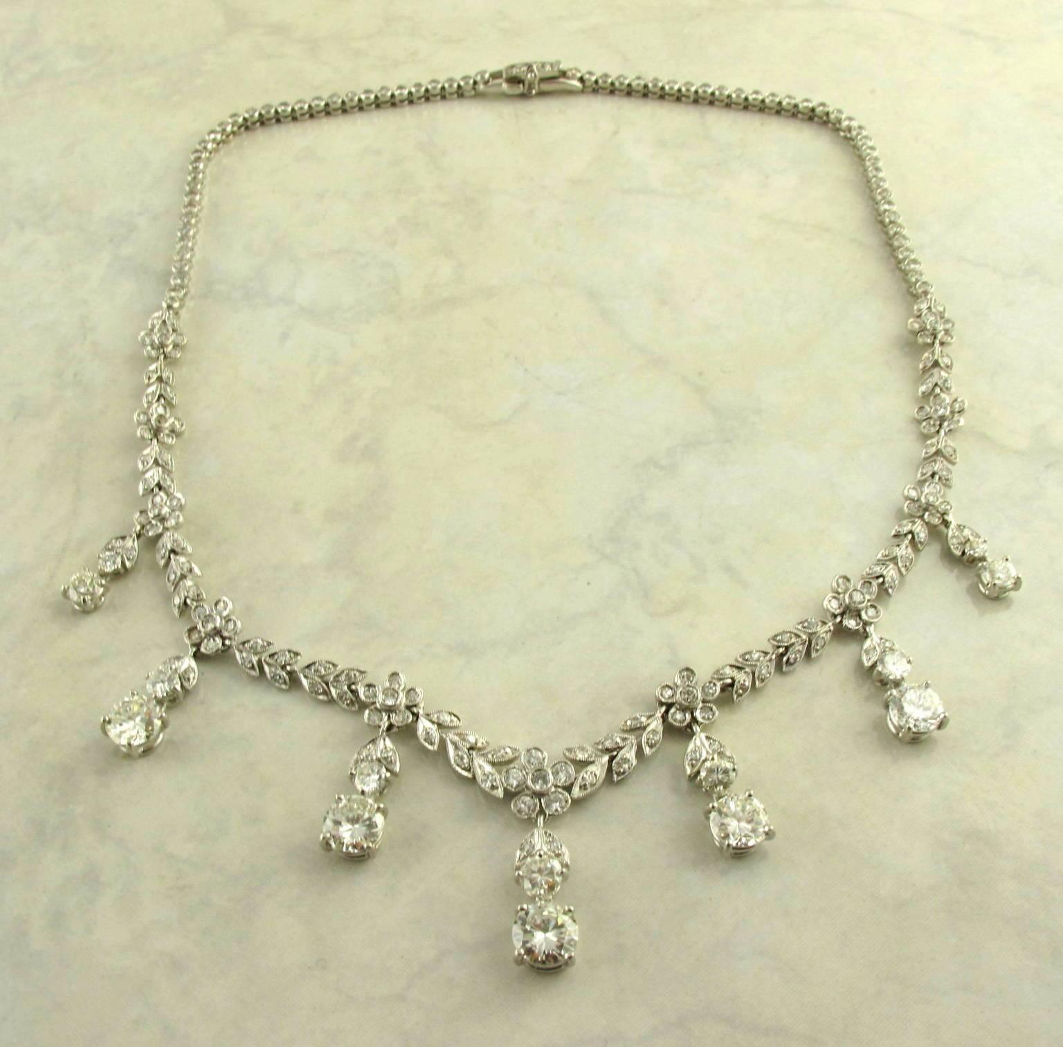 9.75 Carat Diamonds White Gold Necklace 2