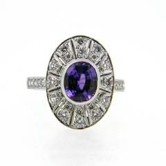 Purple Sapphire Diamond Gold Cocktail Ring