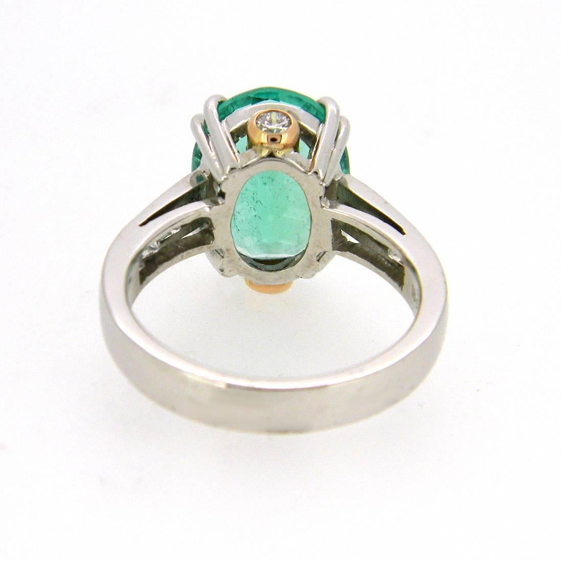 4.66 Carat Emerald Diamond White and Rose Gold Ring In New Condition For Sale In Toorak, Victoria