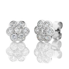 18ct White Gold 1.74ct Diamond Daisy Earrings