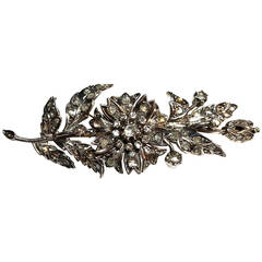 Antique Diamond Silver Gold Flower Brooch