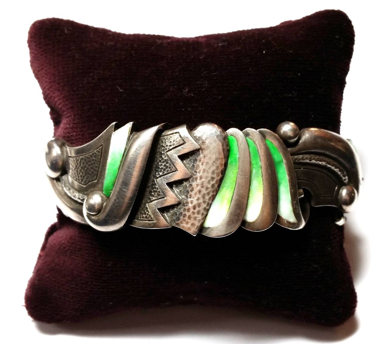 Catalan Art Deco Enamel Silver Bracelet