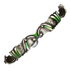 Catalan Art Deco Enamel Silver Bracelet