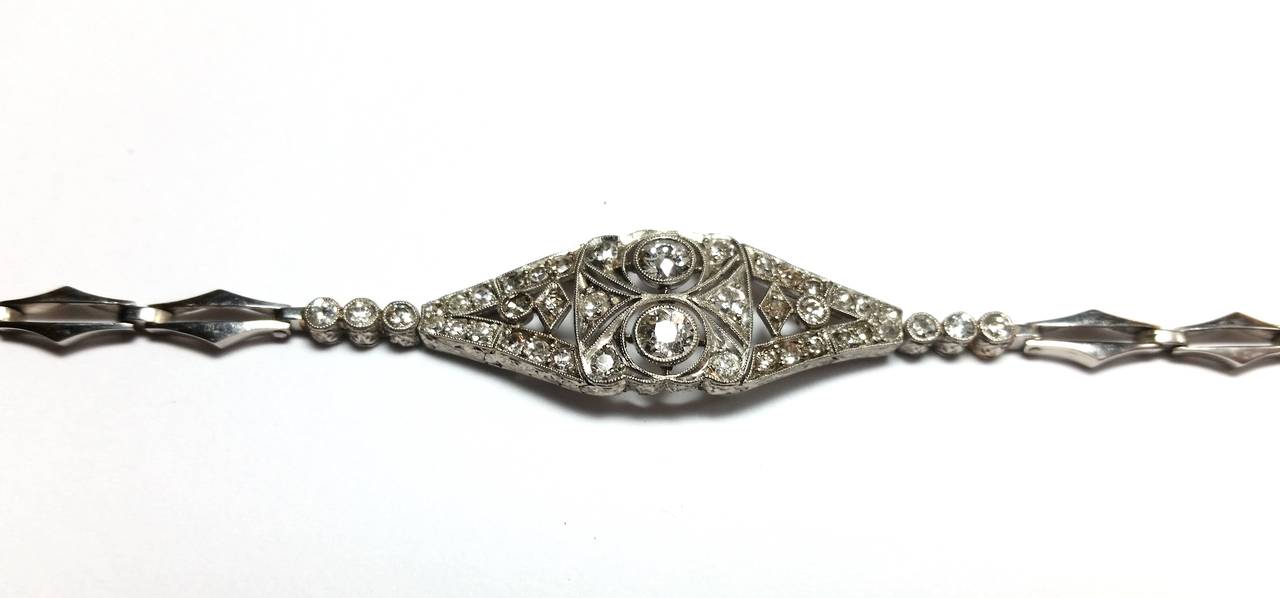 1920s Art Deco Platinum and Diamond Bracelet In Excellent Condition In Barcelona, ES