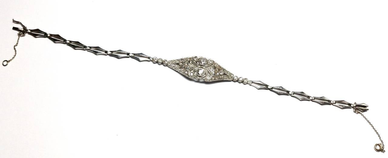 Women's or Men's 1920s Art Deco Platinum and Diamond Bracelet
