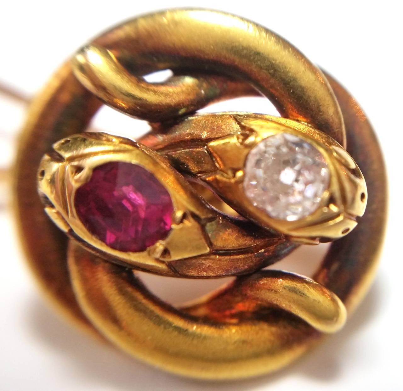 Women's or Men's 1900s French Sapphire Diamond Gold Snake Cufflinks