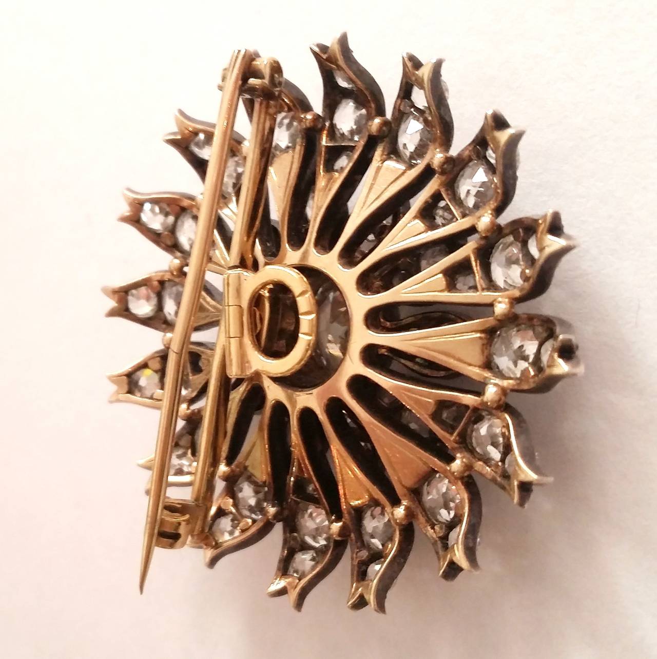 19th Century Diamond Flower Pendant Brooch Ring For Sale at 1stDibs