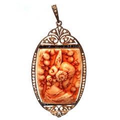 Art Deco Gem-Set Gold Platinum Pendant