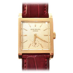 Retro Patek Philippe Yellow Gold Square Wristwatch Ref 2496