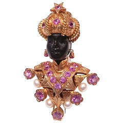 Nardi Moretto Paola Pearl Pink Sapphire Rose Gold Brooch For Sale at 1stDibs