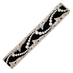 Art Deco Diamond Platinum  Velvet Choker/Bracelet