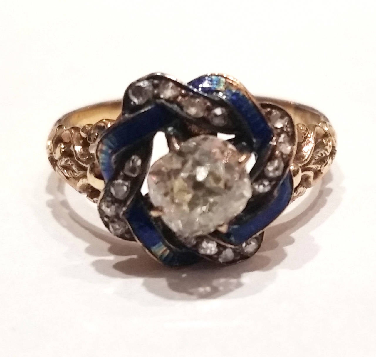 19th Century Enamel Diamond Gold Transformable Ring/Brooch