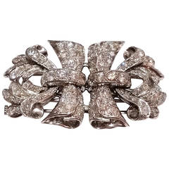 Art Deco Diamond Platinum Double Clip Brooch