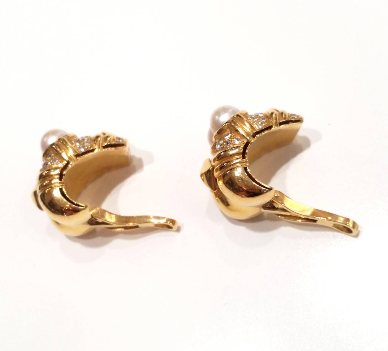 Women's Pearl Diamond Gold Earrings and Ring Suite