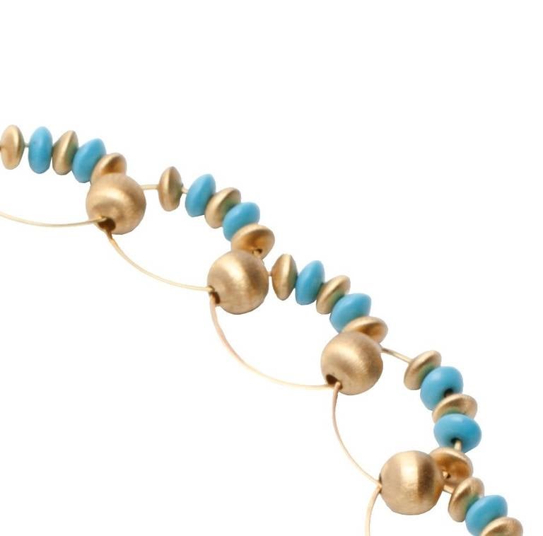 Turquoise Bead Gold Necklace