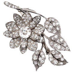 Diamond Tremblant Flower Brooch For Sale at 1stDibs