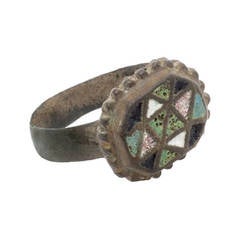 Archelogical Late Roman Empire Bronze and Enamel Ring