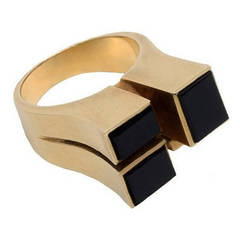 Modernist Onyx Gold Ring