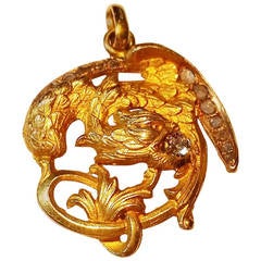 Art Nouveau Dragon Diamond Pendant