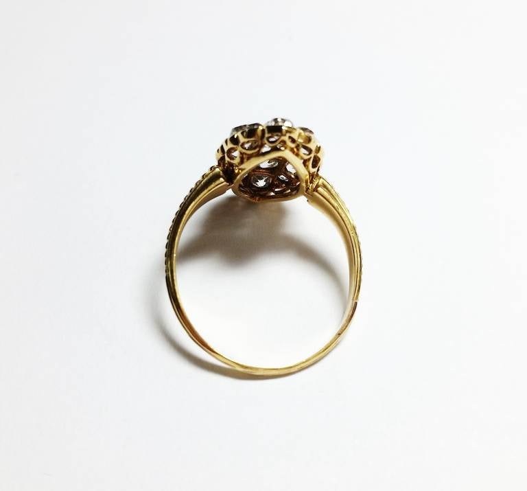 Victorian Antique Diamond Gold Navette Shaped Ring For Sale