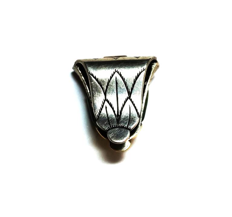 Catalan Art Deco Enamel Diamond  Silver Gold Dress Clip