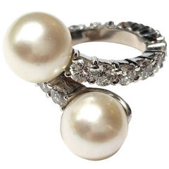 Pearl Diamond Gold Toi et Moi Ring