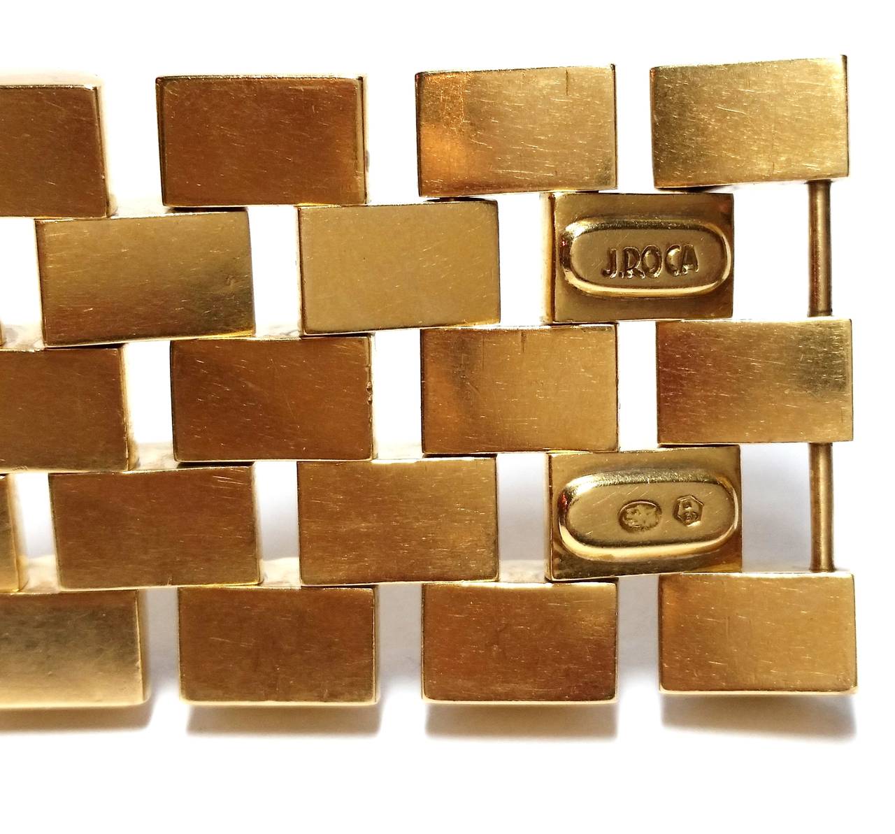 Retro Ruby Gold Tank Bracelet For Sale