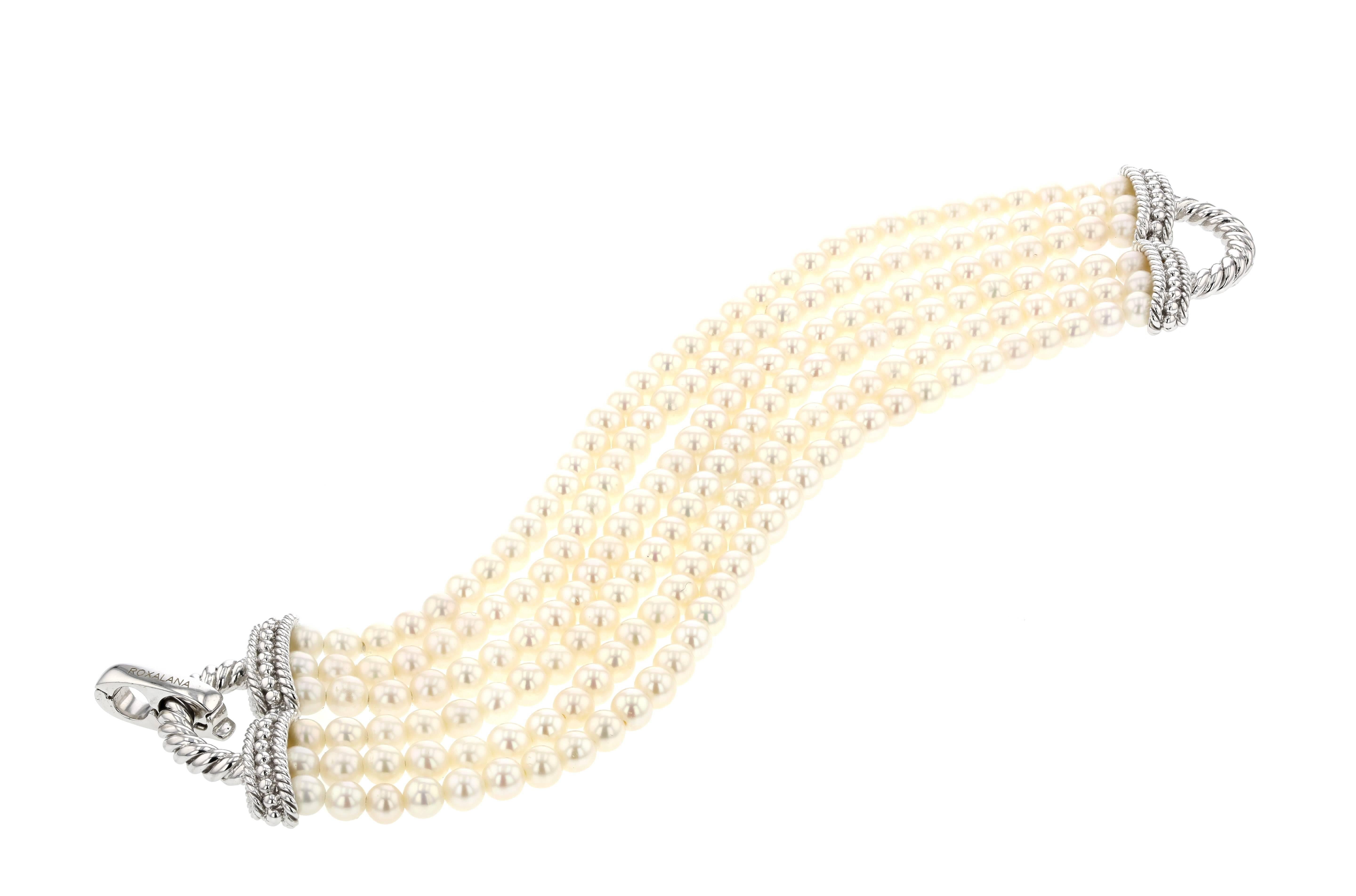 Bracelet White Gold 18K 26.40g Pearls 144.80cts