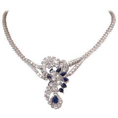 Sapphire Diamond Gold Collar Necklace