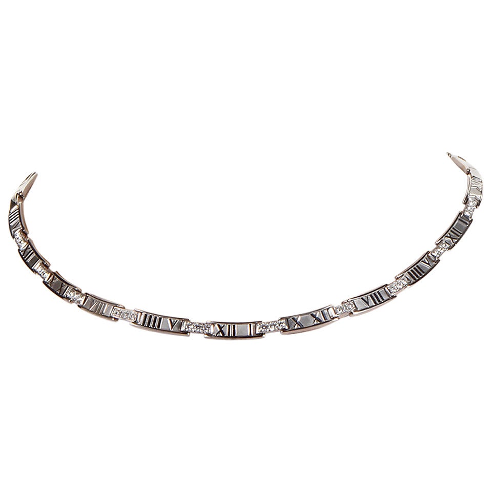 Tiffany 
Co. Atlas Diamond White Gold Collar Necklace