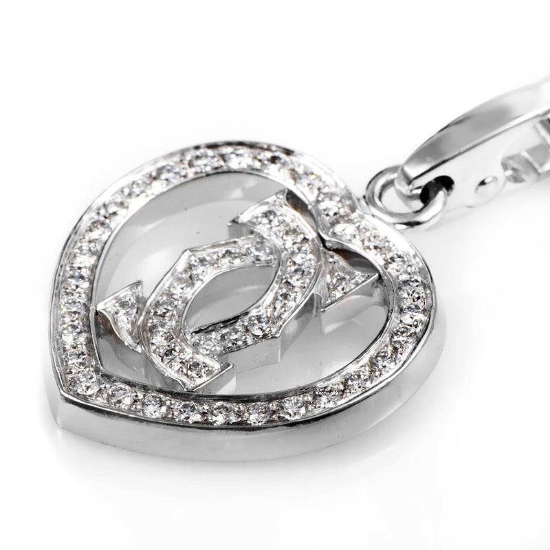 Cartier Diamond White Gold Interlocking C Heart Bracelet