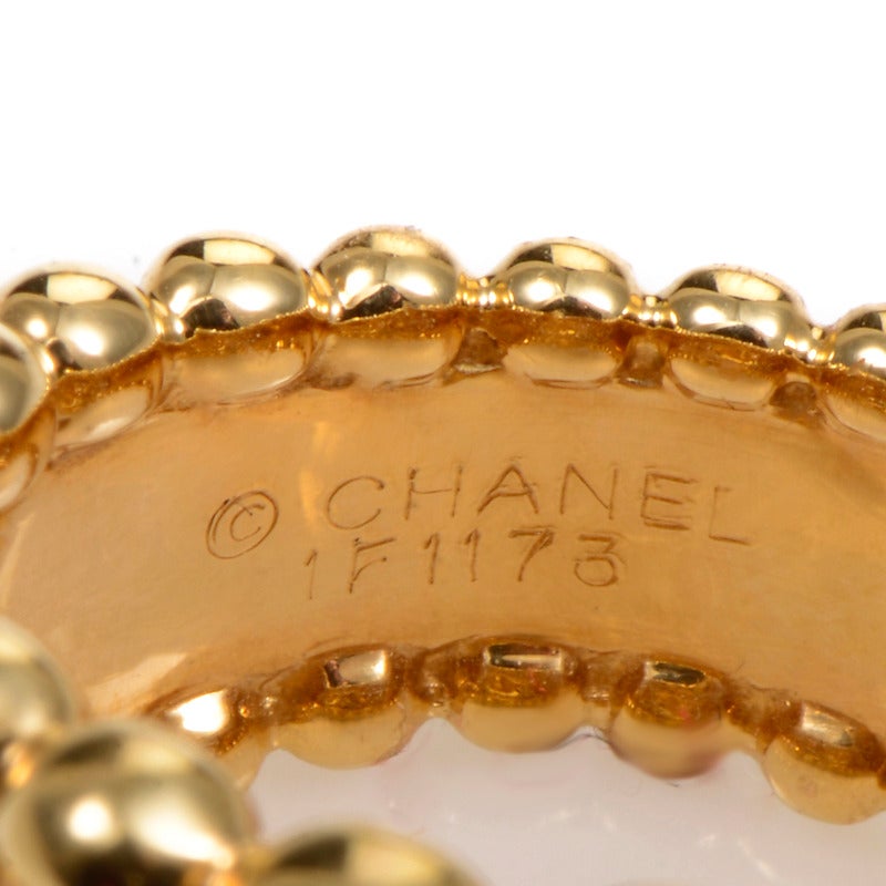 Women's Chanel Pearl Gold Diamond Band Ring