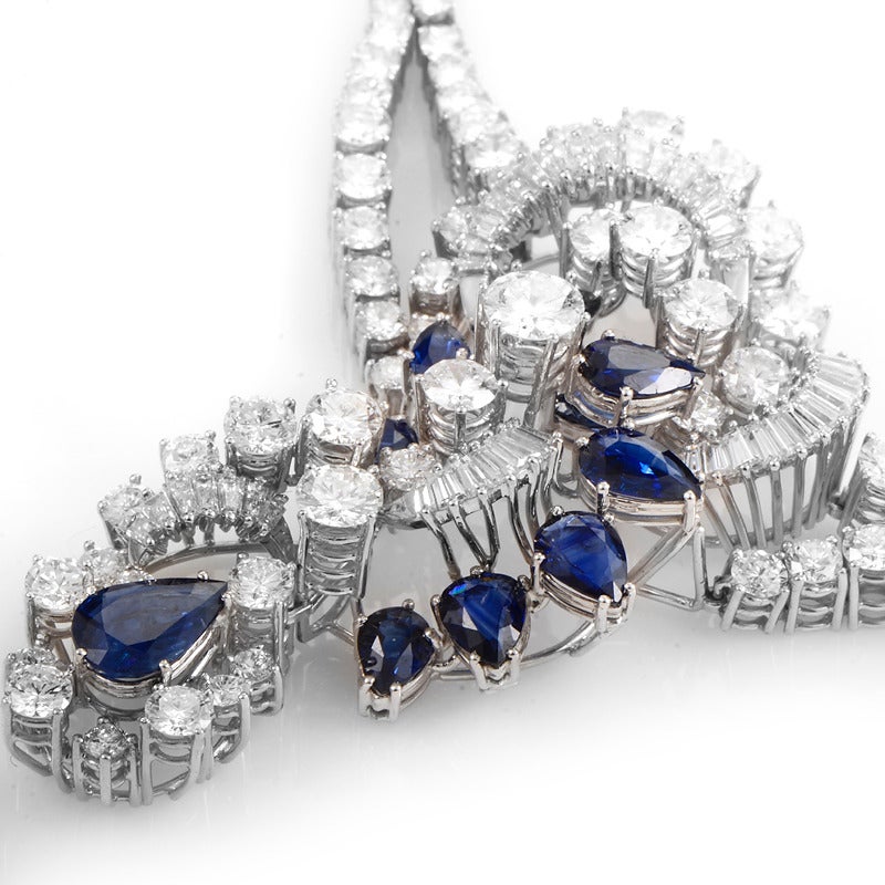 Sapphire Diamond Gold Collar Necklace In Excellent Condition In Southampton, PA