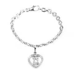 Cartier Diamond White Gold Interlocking C Heart Bracelet