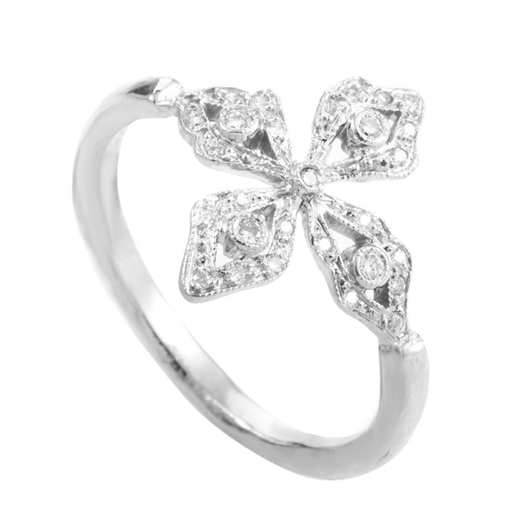 Cathy Waterman Diamond Platinum Flower Ring