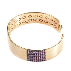 Roberto Coin Pink Sapphire Pave Gold Bangle Bracelet